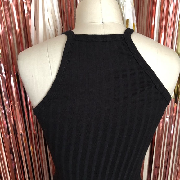 Black Sheer Knit Slit Dress - Picture 6 of 7